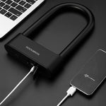 Rockbros 32210818001 SMART Bicycle Lock with Fingerprint Reader and Bluetooth Connectivity - Black