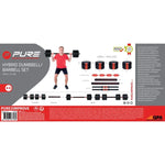 Pure 2 Improve Foldable Composite Bar Bell 40kg dumbbell, strength training equipment, training equipment