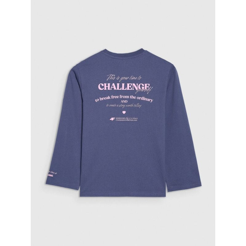 Oversized longsleeve with print for girls 4F 4FJRAW25TLONF589-33S hosszú ujjú póló