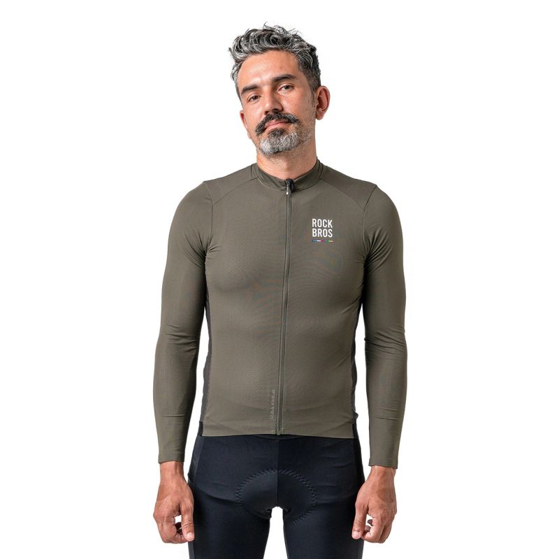 Rockbros 15220003003 ROAD TO SKY men's cycling jersey long sleeve - green zöld póló