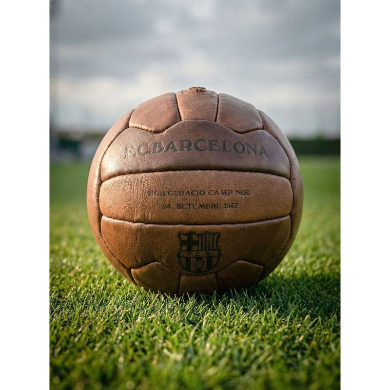 FC Barcelona Camp Nou Retro Soccer Official Licensed Genuine Leather B1048 brązowy futball labda