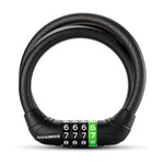Rockbros 87632 bicycle lock with code, steel cable, 115 cm - black