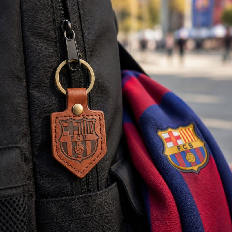 FC Barcelona keychain original licensed leather pennant brązowy kulcstartó BLL7061
