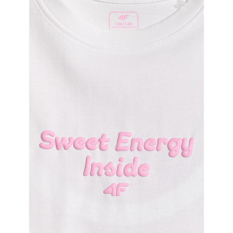 Girls' loose T-shirt with print 4F 4FJRSS26TTSHF3825-10S 158/164 póló
