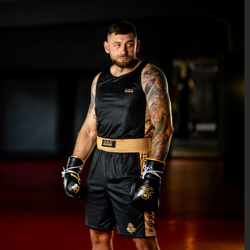 DBX Bushido ProFighter Gold - Legacy Series - Multi-Layer Boxing Gloves bordeaux - wiązane kesztyű