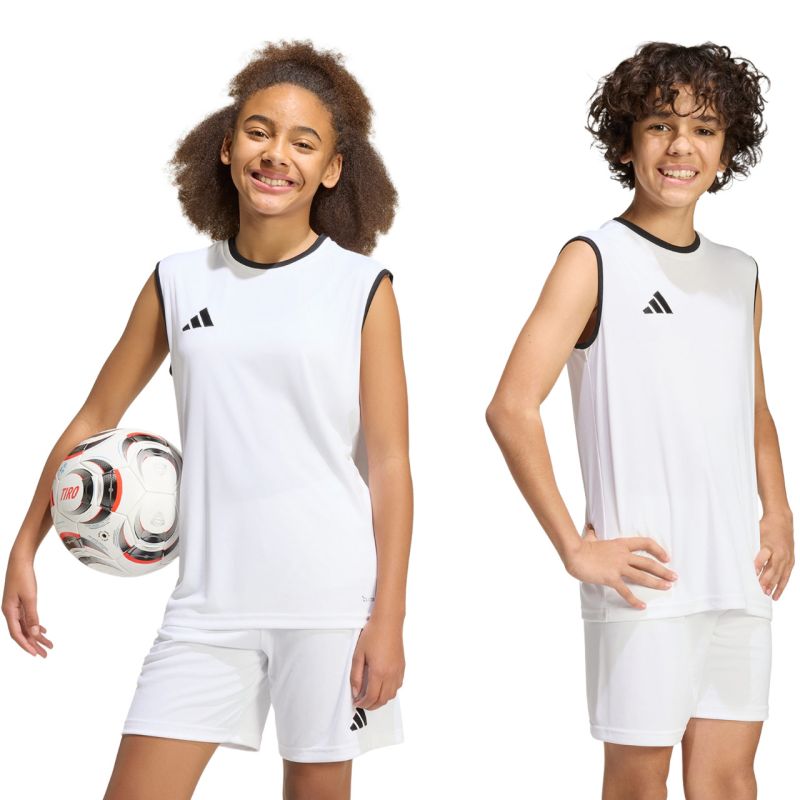 Adidas Kids' Entrada 26 Sleeveless Jersey, White, fehér gyerek póló KB3935