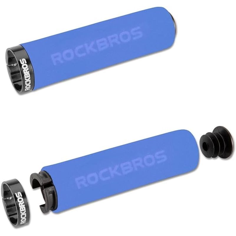 Rockbros sponge bicycle handlebar grips - blue and black