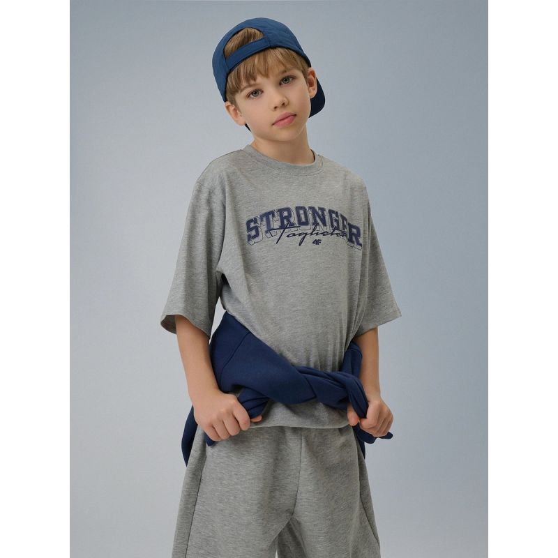 Boy's loose T-shirt with print 4F 4FJRSS26TTSHM3465-27M 158/164 shirts