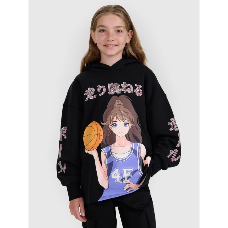 Girls' sweatshirt with hood, open, 4F 4FJRAW25TSWSF2293-20S kapucnis pulóver