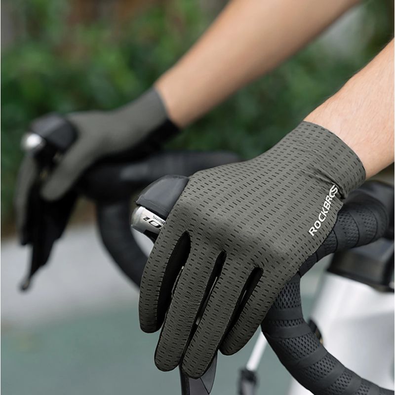Rockbros Breathable Full Finger Cycling Gloves, Size: M - Green zielony \ m kesztyű