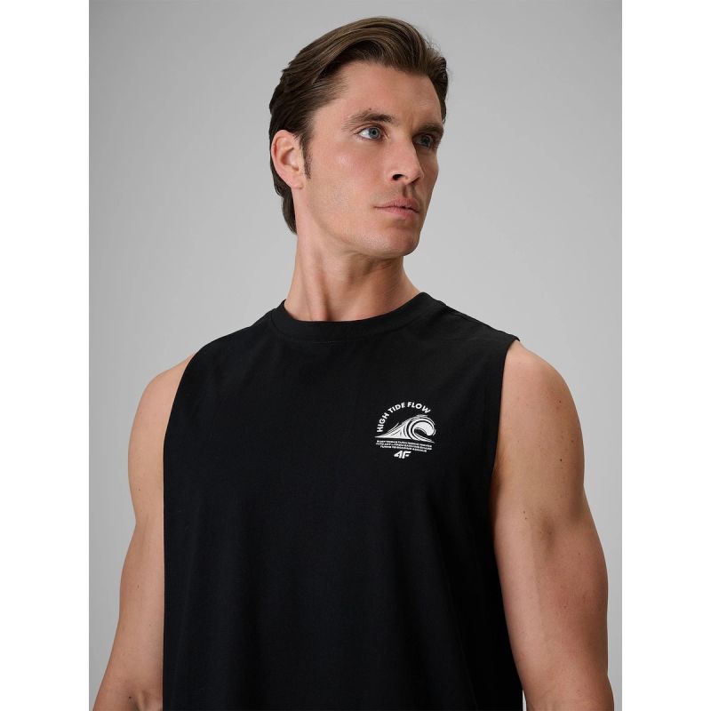 4F Men's relaxed sleeveless T-shirt with print póló