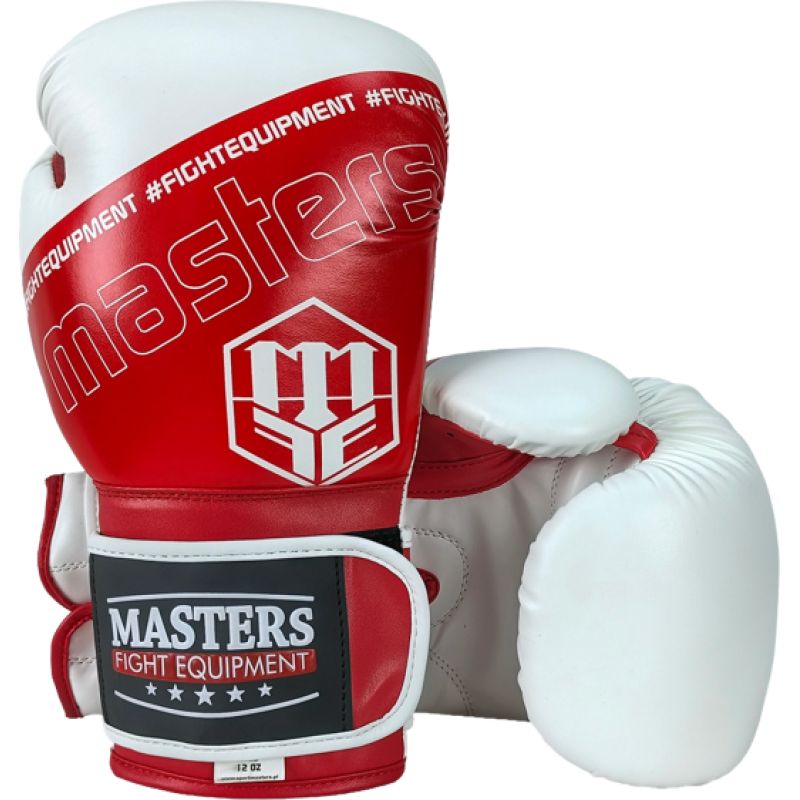 MASTERS FIGHT EQUIPMENT RPU-FOLK Boxing Gloves 12 oz White-Red piros kesztyű 013505-12