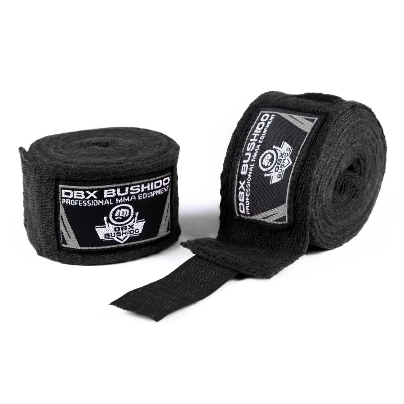 DBX Bushido Cotton Boxing Wraps - 4 Meters | Black elastyczne złote martial arts equipment