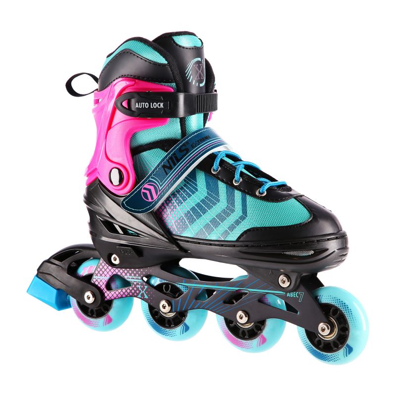 NH18192A 4in1 BLACK-PURPLE SIZE M(34-38) ROLLER SKATES WITH HOCKEY SLEEVE NILS EXTREME lila görkorcsolya