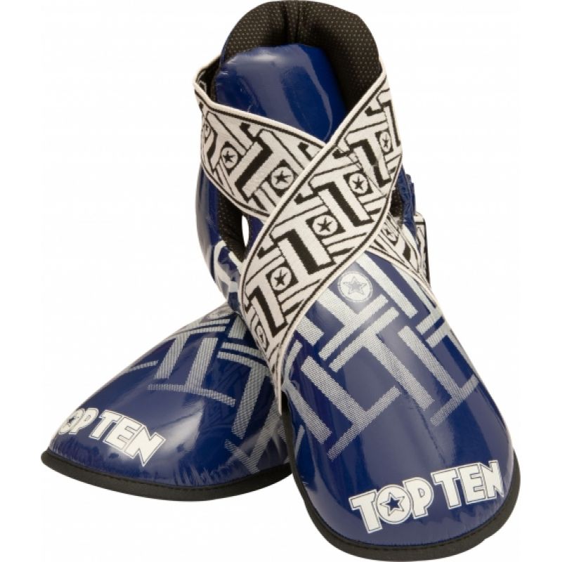 TOP TEN OSTT-PU "SUPERLIGHT PRISM" Foot Protectors (WAKO APPROVED) czerwony+m protectors and knee pads