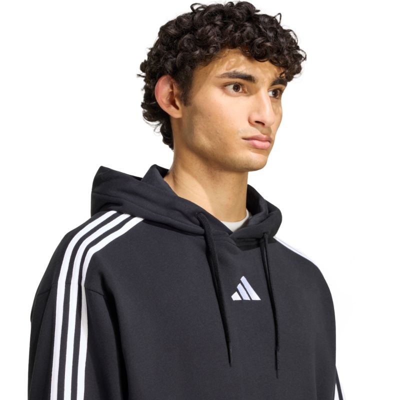 Adidas Men's Essentials 3-Stripes French Terry Hoodie Black fekete kapucnis pulóver KY6605