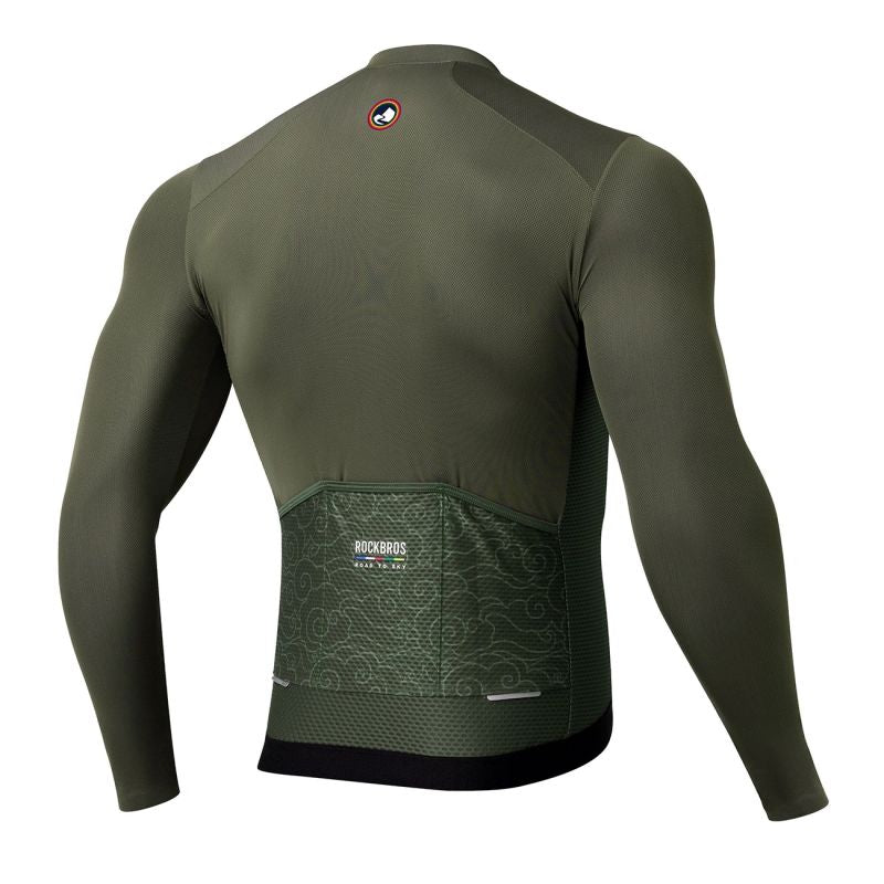 Rockbros 15220003003 ROAD TO SKY men's cycling jersey long sleeve - green zöld póló