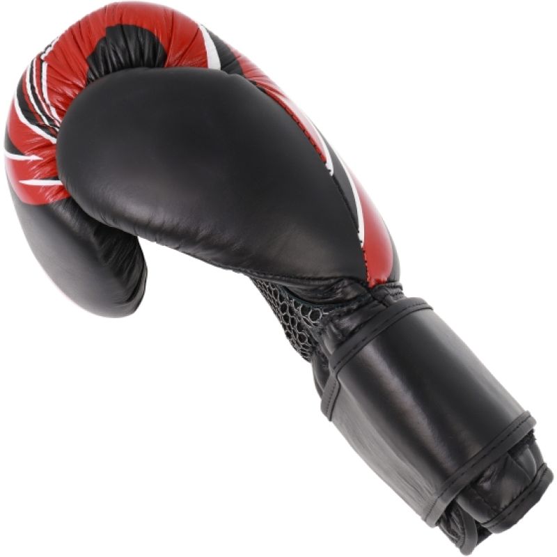 MASTERS FIGHT EQUIPMENT RBT-5A leather boxing gloves black and red piros kesztyű 0155-120102