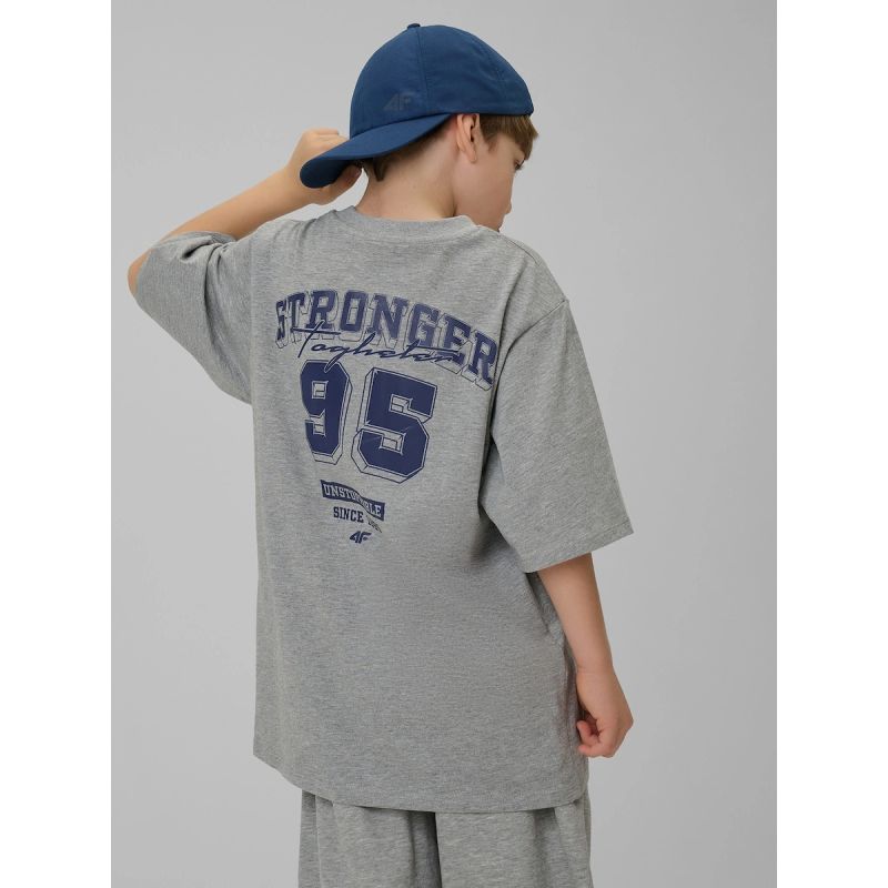 Boy's loose T-shirt with print 4F 4FJRSS26TTSHM3465-27M 158/164 shirts