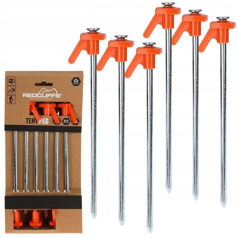 Tent Pegs 21cm Set 6 Pcs Metal Plastic Redcliffs papucs