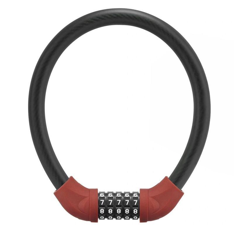 Rockbros bicycle lock with code, steel cable, 85 cm - red