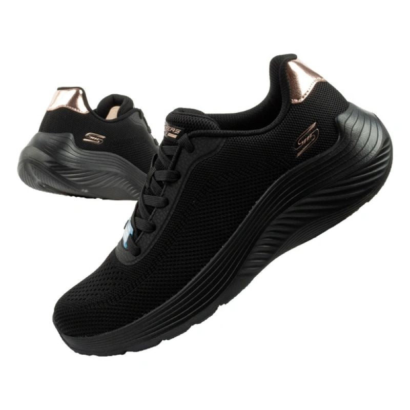 Skechers women's sports Bobs Squad Waves lightweight fashionable fekete utcai cipő