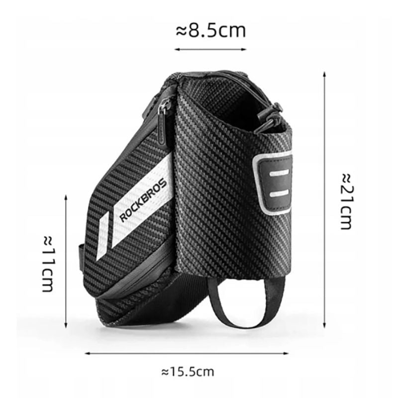 Rockbros C32BK saddle bag 1.5 l with water bottle pocket - black fekete water bottles, training equipment, bags