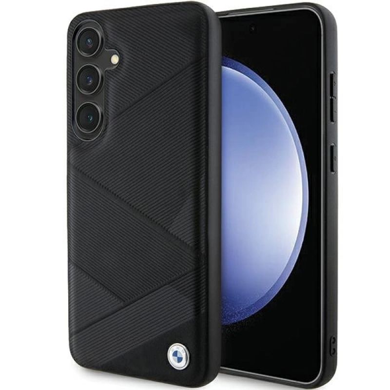 BMW BMHCS24M23RCGPK S24+ S926 /black hardcase Signature Leather Crossing Lines Pattern fekete cases