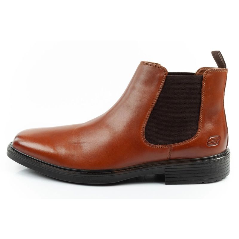 Skechers men's Chelsea boots Miller-Boris elegant leather brown barna utcai cipő