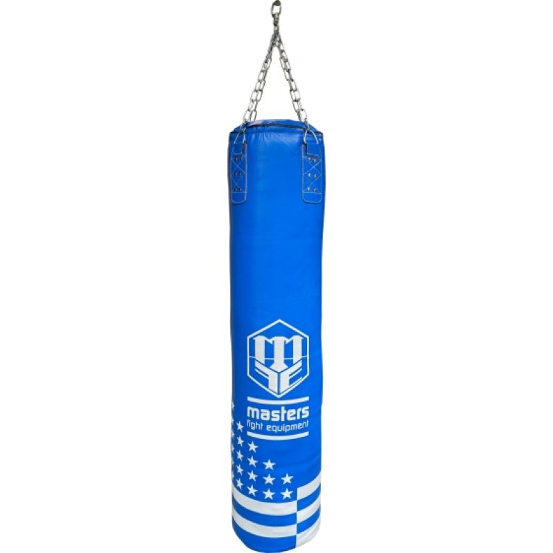 MASTERS FIGHT EQUIPMENT Leather punching bag 150/35 cm full WWS-STAR-1 NEW kék edzőfelszerelés 0442-STAR-102