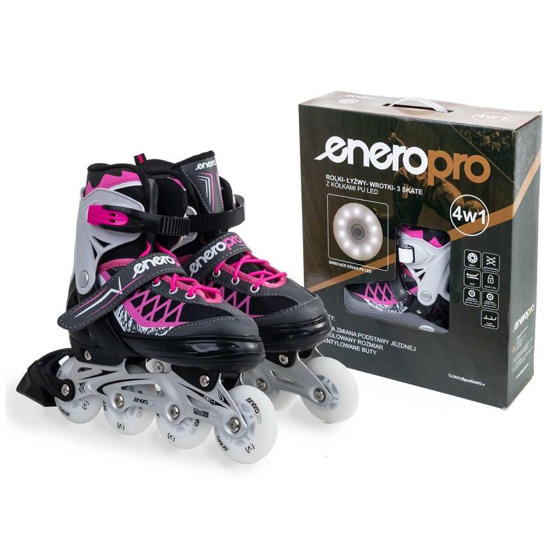 Enero Roller Skates-Roller Skates-Ice Skating 4in1 Pro Led 30-33 Pink-Gray szürke skates, roller skates