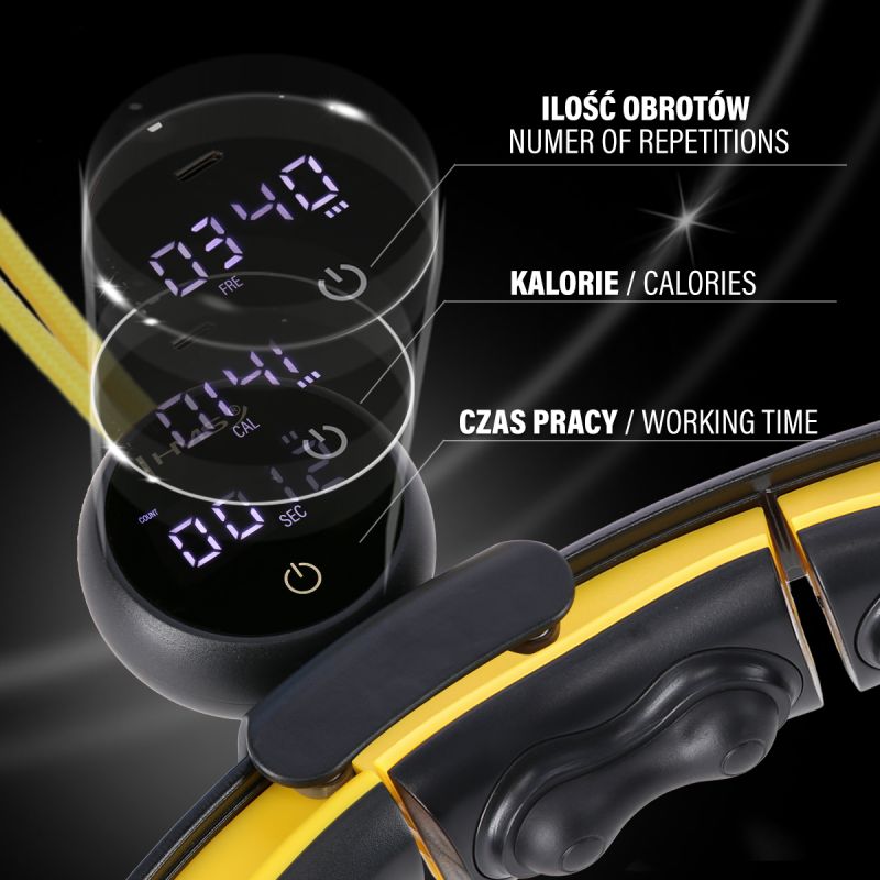 HMS Hhm21 Hula Hop Black/ With Magnets, Tpe Protection And Weight + Counter sárga edzéssegítő 17-44-598
