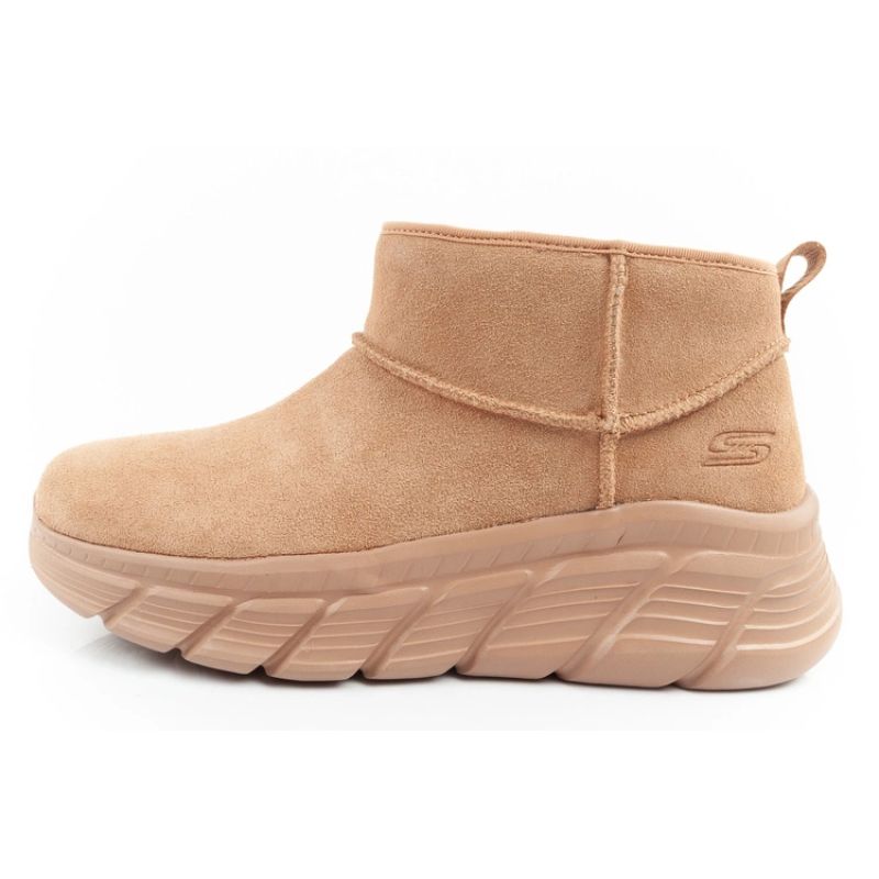 Skechers women's winter boots, insulated leather ankle boots, brown Cipő