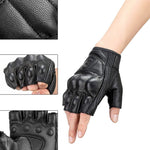 Rockbros 16220006003 leather motorcycle gloves - black fekete kesztyű