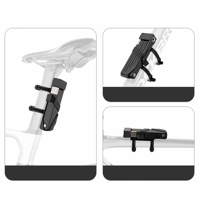 Rockbros 32140003001 foldable bicycle lock with key and handle, 88cm - black