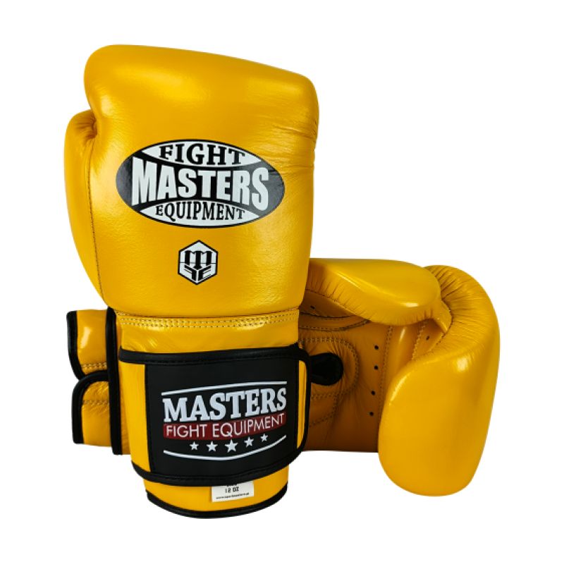 MASTERS FIGHT EQUIPMENT RBT-MEX Leather Boxing Gloves 12 oz Yellow sárga kesztyű 012204-12