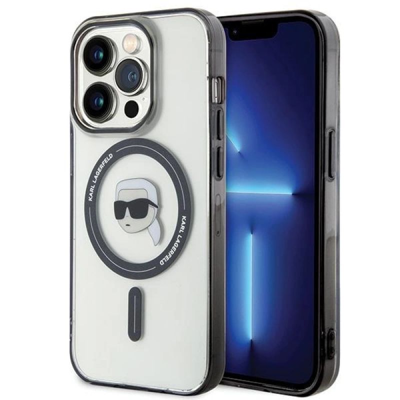 Karl Lagerfeld KLHMP15XHKHNOTK iPhone 15 Pro Max 6.7" transparent hardcase IML Karl`s Head MagSafe táska