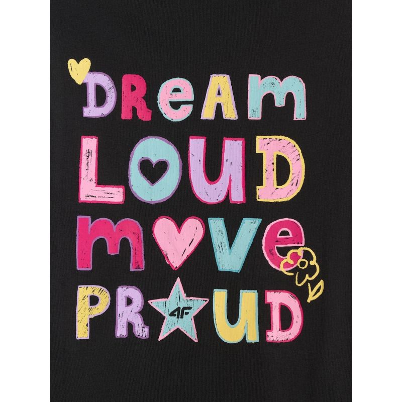 4F Girls' loose T-shirt with print 158/164 póló