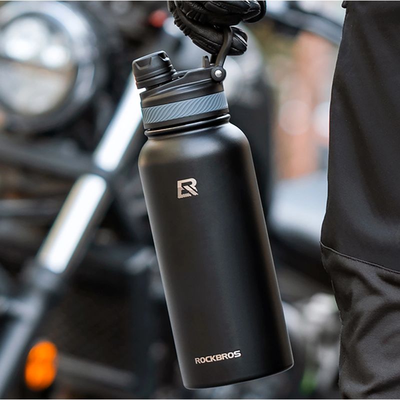 Rockbros 35210029002 thermal bicycle bottle for drinks 650 ml - black 650 ml \ czarny water bottles, training equipment, tourist equipment