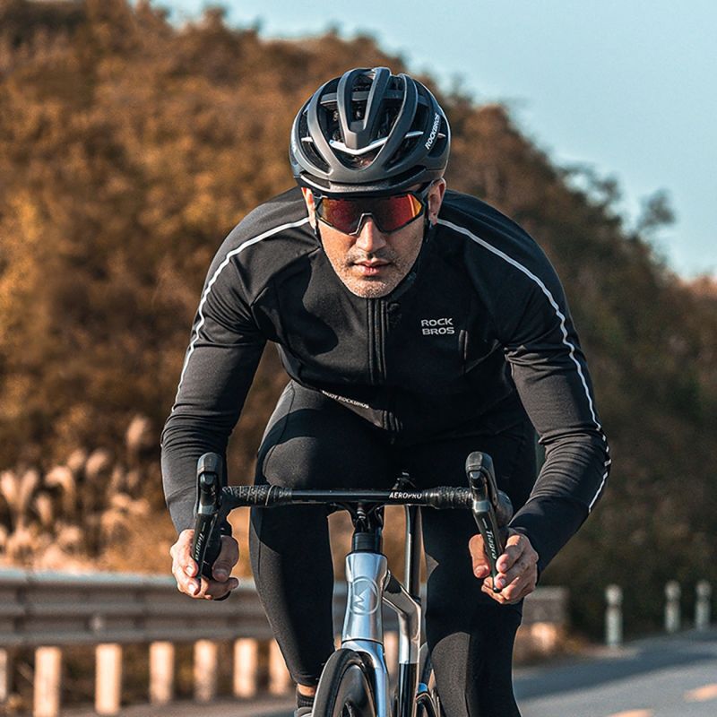Rockbros Fall/Winter Long Sleeve Cycling - Black fekete dzseki