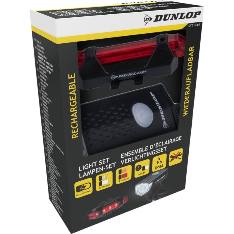 Dunlop LED Bike Light Set, USB Charging, Rear+Front színes készlet 473758