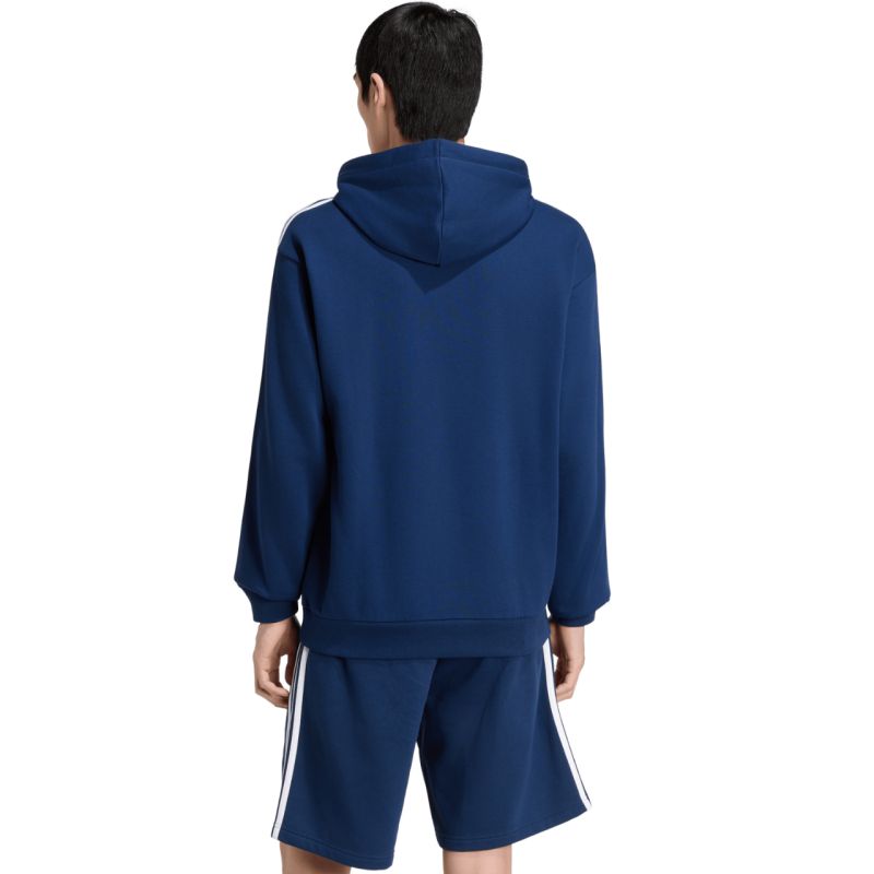 Adidas Men's Essentials 3-Stripes French Terry Hoodie Navy Blue sötétkék kapucnis pulóver KY4203