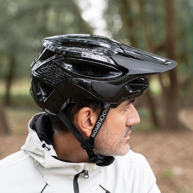 Rockbros LK-99 Mountain Bike Helmet with Adjustable Visor and Magnetic Closure 58-62 cm - Black czarny lights