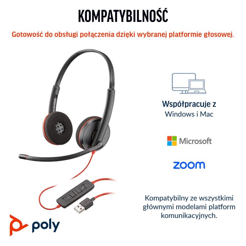 head Poly Blackwire 3220 Stereo USB-C Headset +USB-C/A Adapter (Bulk) kiegészítő 8X228A6