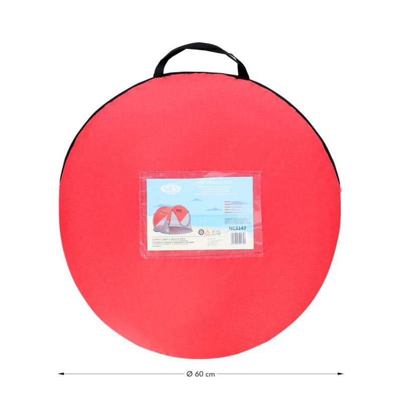 NILS CAMP NC3142 Self-Placing Beach Tent Red-Gray