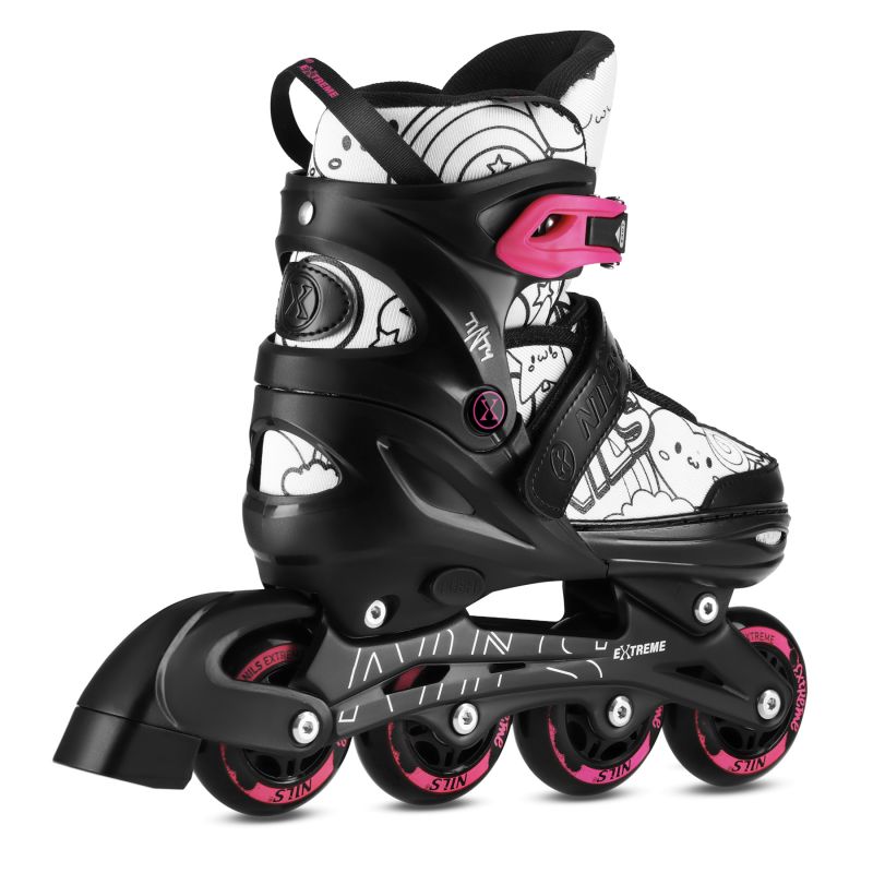 NH10907 4in1 ROLLER SKATES WITH EXTENDED HOCKEY BLADES TINTS PINK SIZE M (35-38) NILS EXTREME rózsaszín görkorcsolya