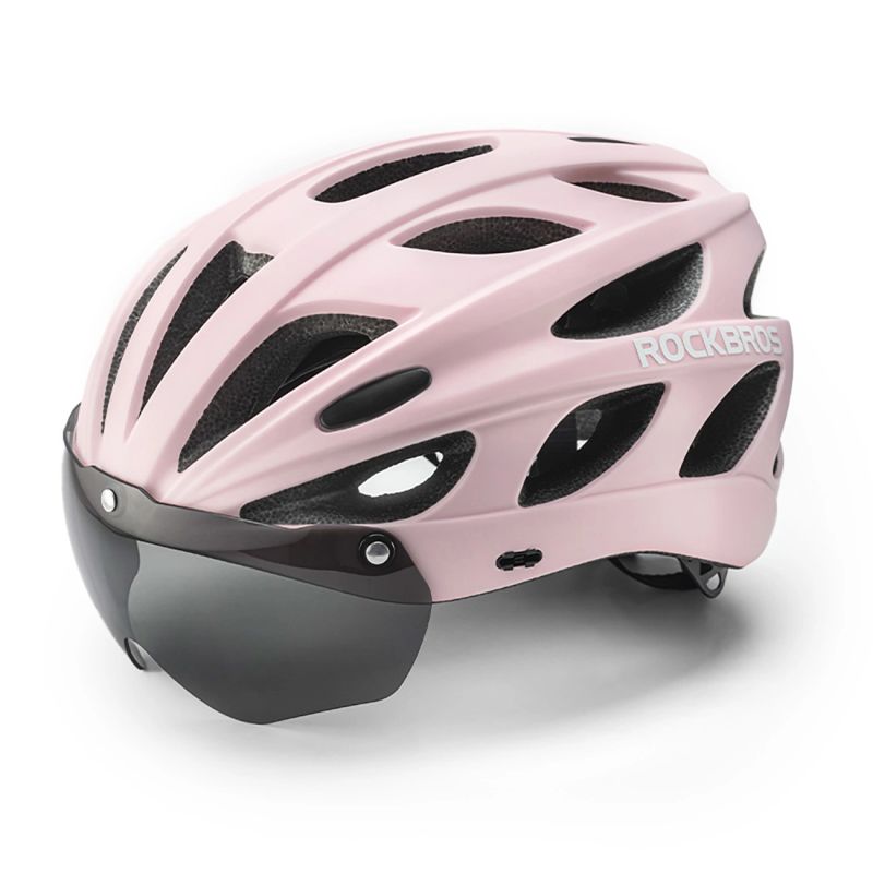 Rockbros Bike Helmet with Visor, Detachable UV Goggles, Detachable Visor, Unisex - Pink rózsaszín kiegészítő 304004-189135