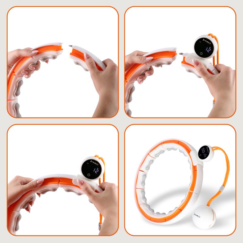 HMS Hhm21 Hula Hop White/Orange With Magnets, Tpe Protection And Weight + Counter narancssárga edzéssegítő 17-44-597