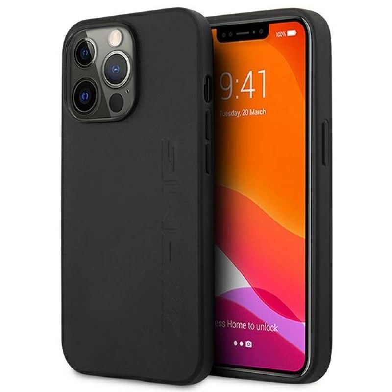 AMG AMHCP14LDOLBK iPhone 14 Pro 6.1 " / black hardcase Leather Hot Stamped fekete utcai cipő