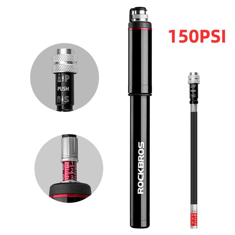 Rockbros SMART-B 150 PSI Mini Bicycle Pump for Presta and Schrader Valves - Black fekete pumpa 304004-211901